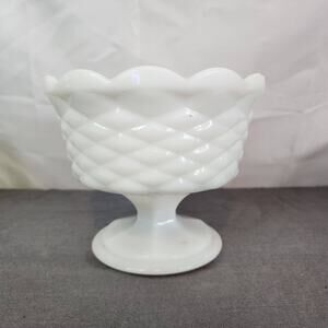 Vintage Indiana White Milk Glass Pedestal Bowl-5.5in